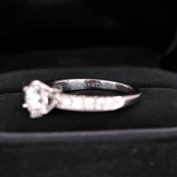 19386 Tiffany & Co. G VVS1 Round Diamond 0.98ct Platinum Engagement Ring 4.75 - Picture 6 of 8